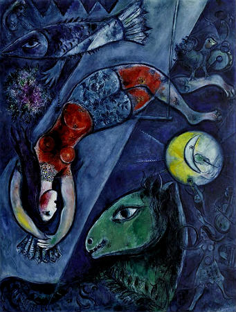 El circo azul, 1950  de Marc Chagall (Vitebsk, 1887 - Saint-Paul-de-Vence, 1985) 